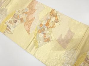 アンティーク　地紙に花・古典があ織り出し袋帯（材料）